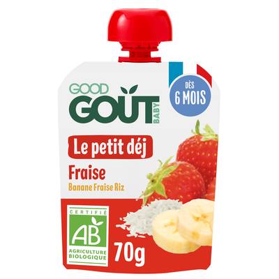 Good Goût Petit Déj Fraise Bio Gourde Bébé Dès 6 mois, 70g