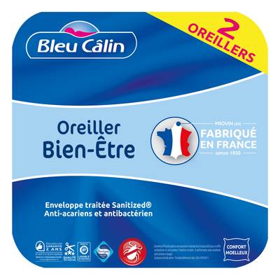 Bleu calin Lot de 2 oreillers SANITIZED, 60 x 60 cm