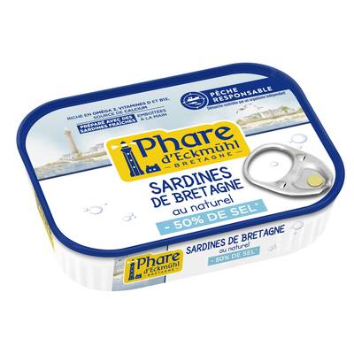 Phare d'Eckmuhl Sardines de Bretagne au naturel -50% de sel, 81g