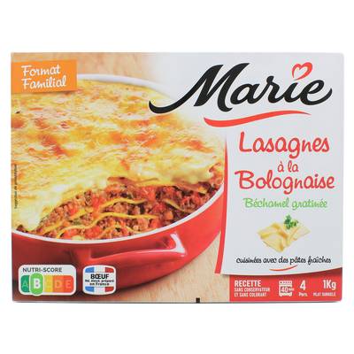 Marie Lasagnes à la bolognaise, béchamel gratinée cuisinées avec des pâtes fraiches, 1kg