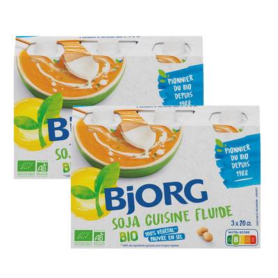 Bjorg Soja Cuisine Bio Fluide UHT, Lot de 2x3x20cl