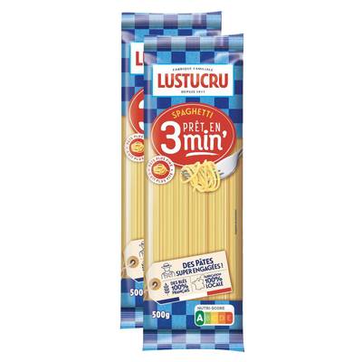 Lustucru Pâtes Spaghetti Cuisson Rapide, Lot de 2x500g