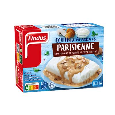 3599740005286 - Findus - 2 Colins MSC d'Alaska à la Parisienne aux champignons et pointe de crème fraiche qualité 100% filet