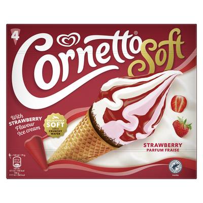 Cornetto Cônes vanille fraise, 4 cônes - 316g