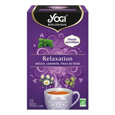 Yogi Infusion Relaxation Bio - Mélisse, Camomille, Fleurs de Tilleul - 15 sachets, 27g
