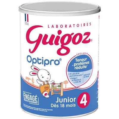 Guigoz Lait de Croissance Junior Optipro 4 en Poudre Bébé Dès 18 Mois, 900g