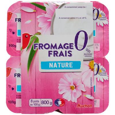 Auchan Fromage frais 0%mg, 8x100g
