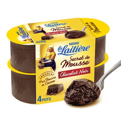 La laitière Secret de mousse choco noir, 4x59g