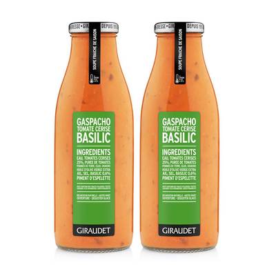 Giraudet Gaspacho Tomate Cerise Basilic, Lot de 2x50cl