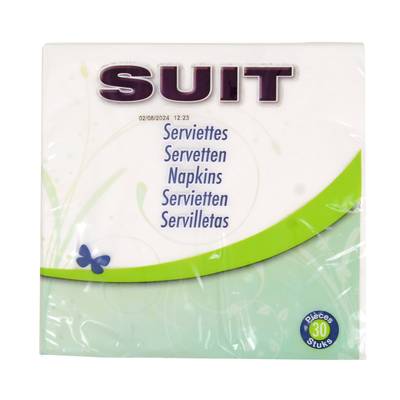 Suit Serviettes en papier blanches 33x 33 cm, 30 serviettes