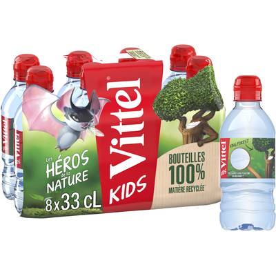 Vittel Eau minérale naturelle (bouchons sport), 8x33cl