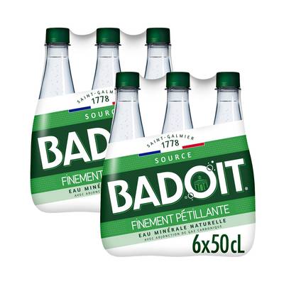 Badoit Eau gazeuse minérale naturelle, finement pétillante, 2 packs de 6x50cl