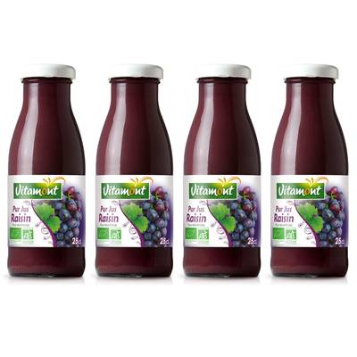 Vitamont Mini pur jus de raisin Bio, 4x25cl
