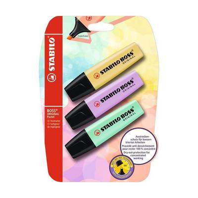Stabilo 3 surligneurs Boss original pastel Jaune, Lilas, Menthe, 3  surligneurs