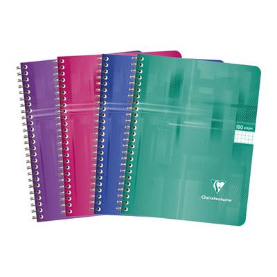 Clairefontaine Cahier à spirales 17 x 22 cm petits carreaux, 180  pages
