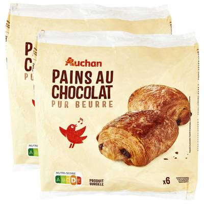Auchan Pain au chocolat pur beurre, Lot de 2x450g