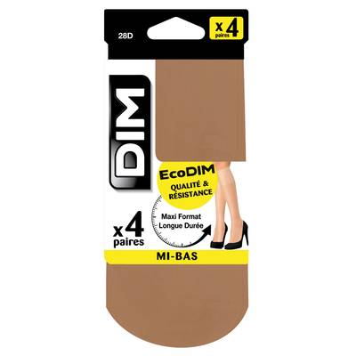 Dim 4 paires de Mi-bas EcoDim Qualité et Résistance Daim, Taille 35/41
