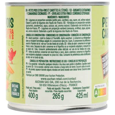 3596710401888 - Auchan - Petits pois carottes extra-fins à l'étuvée