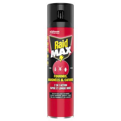 Raid Max Insecticide Aérosol 2en1 Fourmis Araignées et Cafards, 400ml