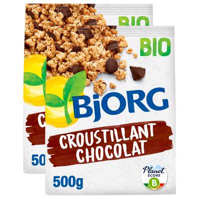 Bjorg Céréales Croustillants chocolat Bio, Lot de 2x500g
