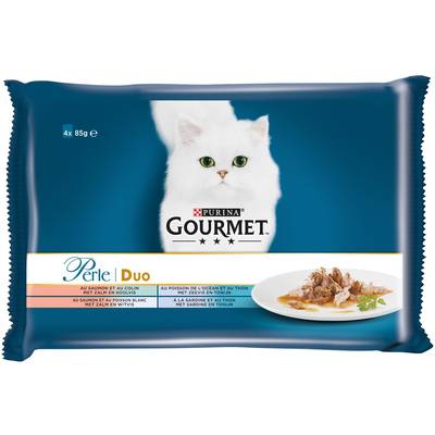 Purina - Gourmet Perle Sachets Duo de la Mer 4 Variétés pour chat, 4x85g