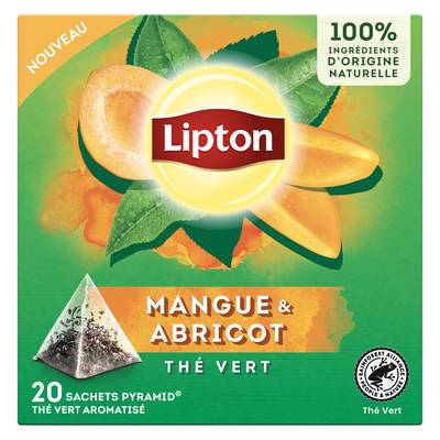 Lipton Thé Vert Mangue Abricot, 20 sachets