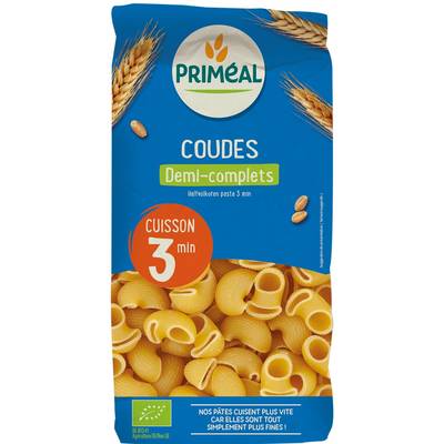 Priméal Coudes 1/2 complets bio cuisson 3mn, 500g