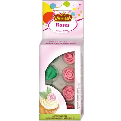 Vahine Roses en sucre à poser, 12 pièces