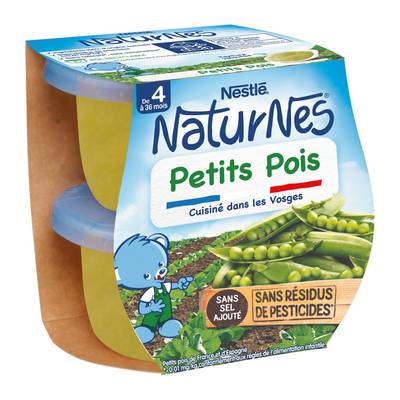Nestlé - Naturnes Petits pois Bol Bébé Dès 4 mois, 2x130g