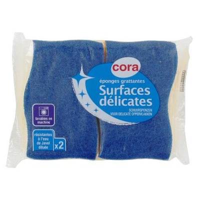 Cora Éponges grattantes surfaces délicates, 2 pièces