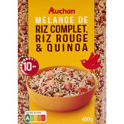 Auchan Mélange riz complet riz rouge quinoa prêt en 10 min, 400g