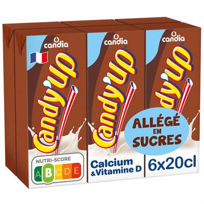 Candy-Up Boisson lactée Chocolat allégée en sucre, 6X20cl