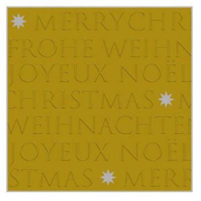 Paperproducts Design Serviette papier Christmas Letters gold relief, 20 serviettes de 33 x 33 cm