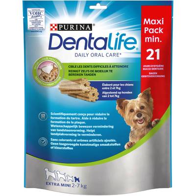 Purina - Dentalife Bâtonnets à mâcher Hygiène Bucco Dentaire - Récompense friandise pour chien extra mini x21, 207g