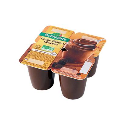 Bonneterre Crème dessert chocolat bio, 4x100g