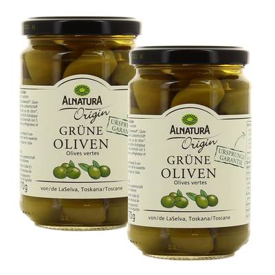 Alnatura Olives vertes bio, Lot de 2x170g