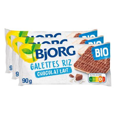 Bjorg Galettes Riz Chocolat au Lait Bio, Lot de 3x90g