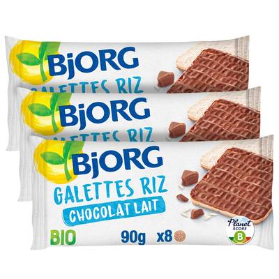 Bjorg Galettes Riz Chocolat au Lait Bio, Lot de 3x90g