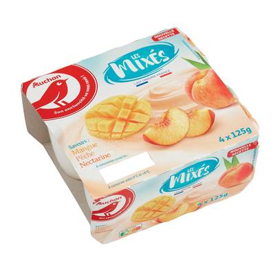 Auchan Yaourt brassé à la mangue-abricot-nectarine, 4x125g