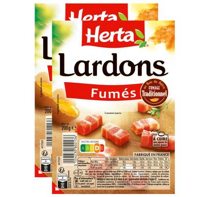 Herta Lardons Fumés, Lot de 2x200g