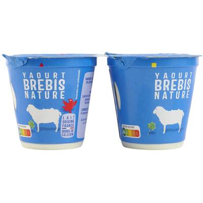 Auchan Yaourt nature au lait de brebis, 4x115g