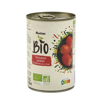 Auchan BIO Tomates pelées entières au jus de tomates Bio, 240g