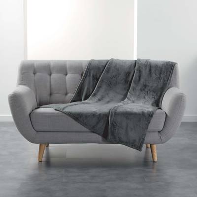 Douceur D Interieur Plaid Flanou Gris, 125 x 150 cm
