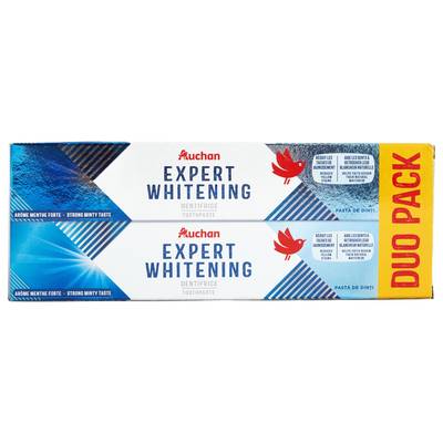 Auchan Dentifrice expert blancheur intense, 2 x 75ml