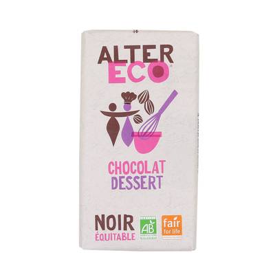 Alter Eco - Commerce Equitable Chocolat noir dessert 50% Cacao Bio du Pérou, 200g