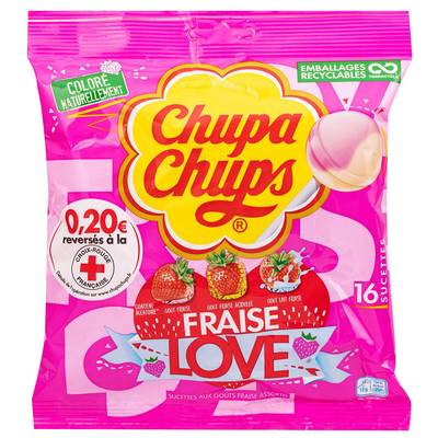 Chupa Chups Sucette Love Fraise, 16 sucettes