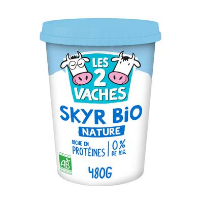 Les 2 Vaches Skyr nature bio 0%mg, 480g