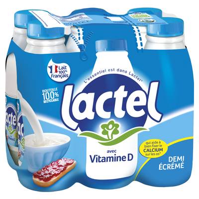 Lactel Lait 1/2 écrémé vitamine D, 6x1l