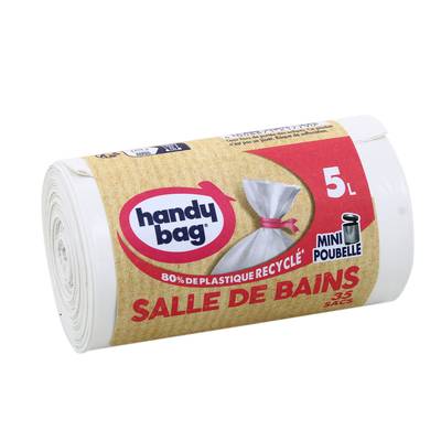 Handy Bag Sacs poubelle 5L à liens - Salle de bains, 35 sacs de 5L