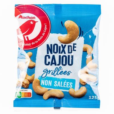 Auchan Noix de cajou grillées sans sel ajouté, 125g